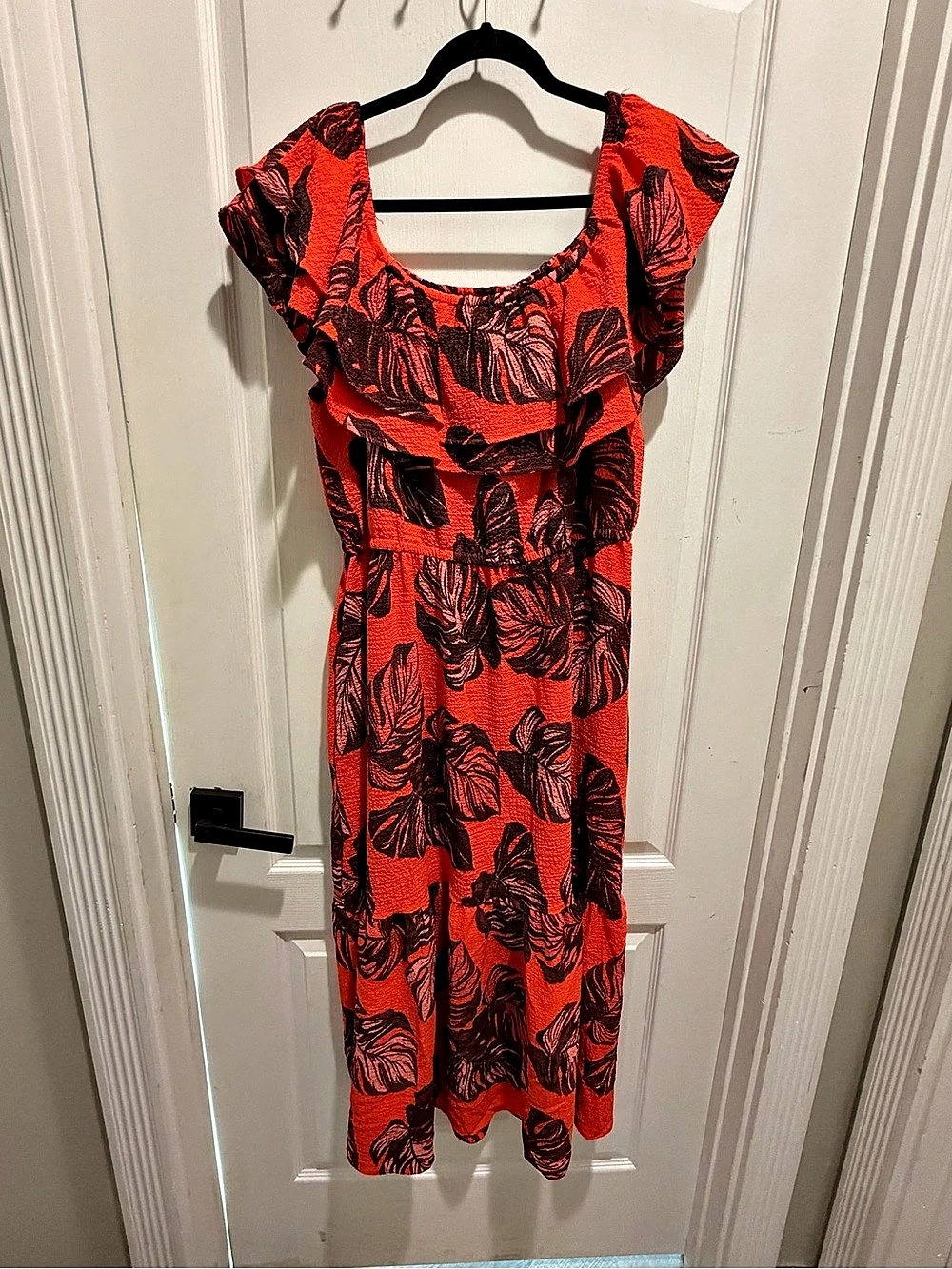 Sofia Jeans by Sofia Vergara Floral Midi Dress Orange